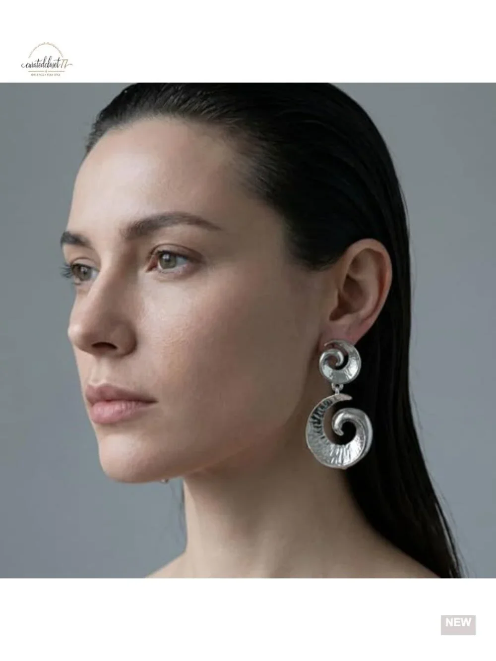 Layered Spiral Dangle Drop Earrings, Geometric Chunky Swirl Statement Jewelry